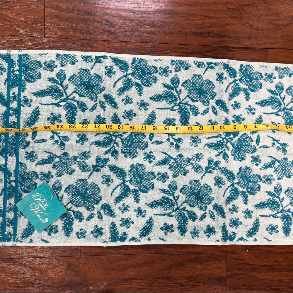 NWT The Pioneer Woman Evie 4 Cotton Hand Towel Set Teal Floral - Picture 9 of 9